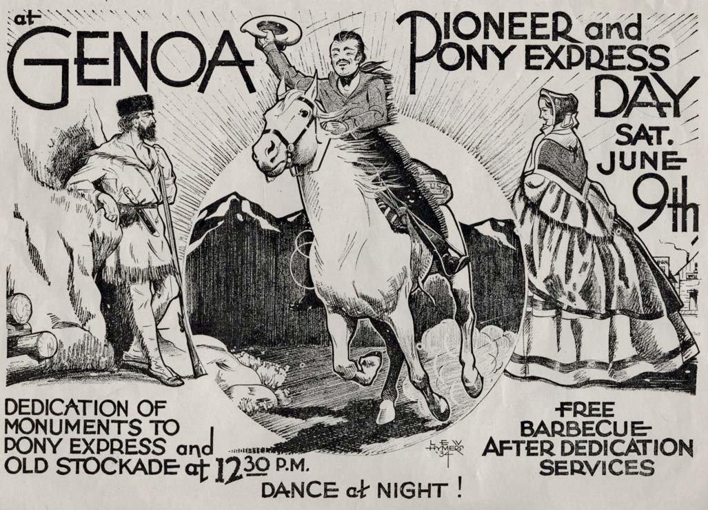 Poster for 1934 Genoa Pioneer & Pony Express Day created by Lew Hymers 